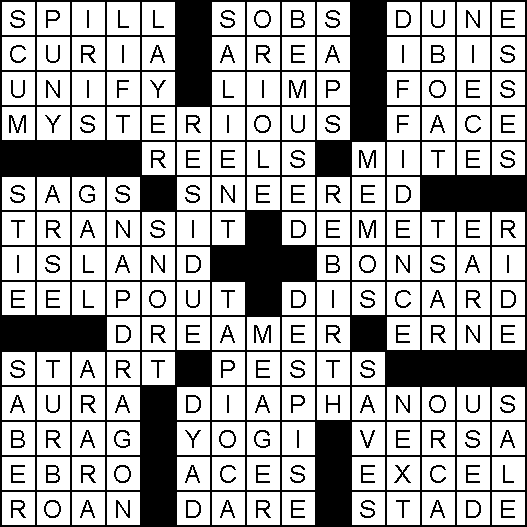 Solution for Crossword Puzzle of June 12, 2020