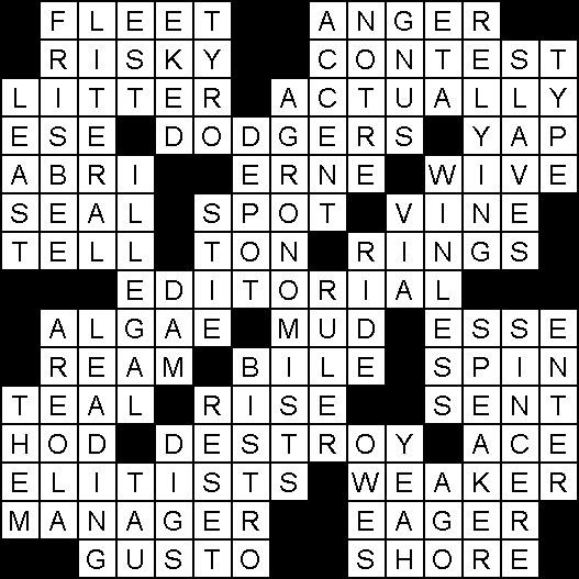 Solution for Crossword Puzzle of January 15, 2025